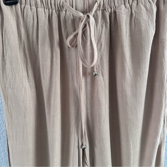 Lillusory NWT Beige Linen Blend Wide Leg Pants Elastic Waist Small - Picture 2 of 10